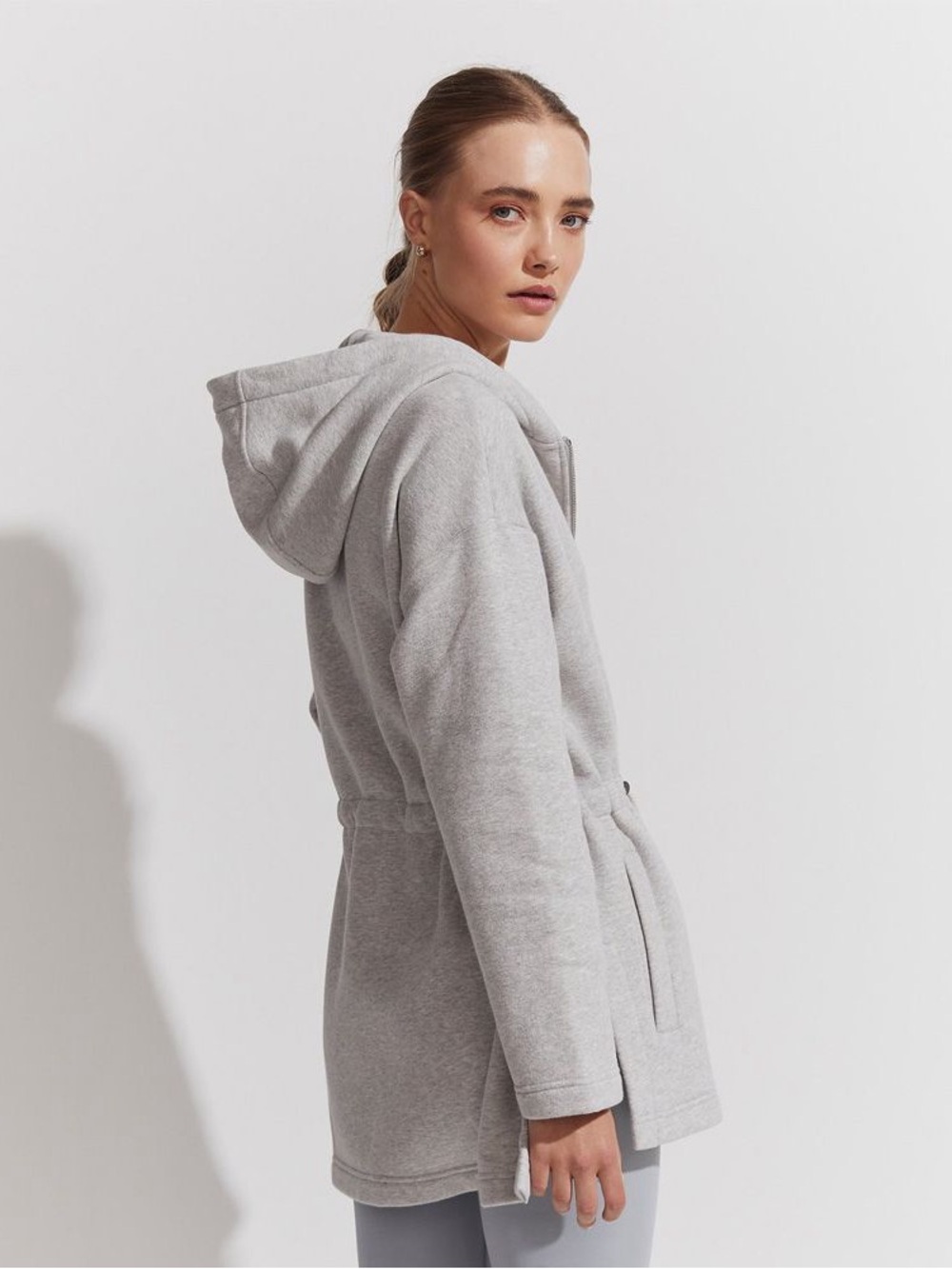 Varley Victoria Light Gray Zip-Up Hoodie with Drawstring Waist. Size Small - Picture 3 of 14